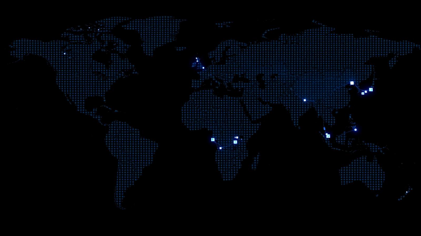 World map highlighting Space AI Technology operations in the UK, US, Africa and Asia